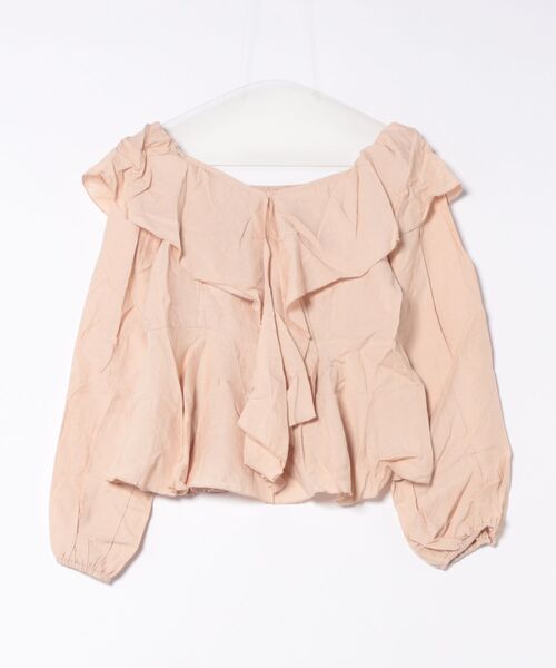 Lace Ladies(レースレディース)の「ボリューム ラッフルカラー ペプラム 長袖 ブラウス(シャツ/ブラウス・レディース・アイボリー/ピンクベージュ・FREE)」の4枚目の写真