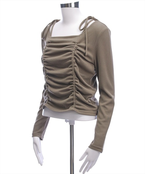 clear（クリア）の「ドロストリボン長袖カットソートップス［韓国ファッション カジュアル］≪AW新作≫（Tシャツ/カットソー・レディース・ブラウン/モカ/ブラック/アイボリー・F）」の13枚目の写真