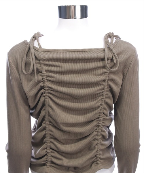 clear（クリア）の「ドロストリボン長袖カットソートップス［韓国ファッション カジュアル］≪AW新作≫（Tシャツ/カットソー・レディース・ブラウン/モカ/ブラック/アイボリー・F）」の17枚目の写真