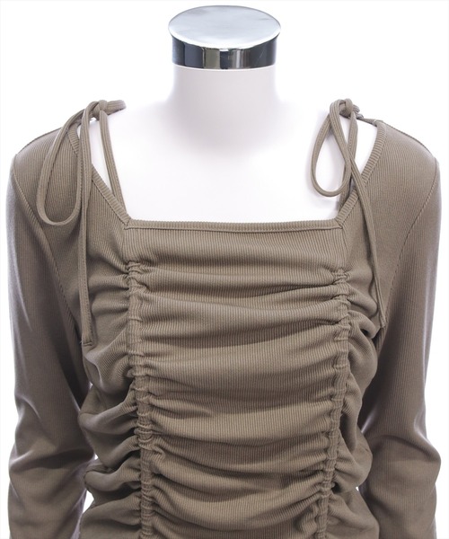 clear（クリア）の「ドロストリボン長袖カットソートップス［韓国ファッション カジュアル］≪AW新作≫（Tシャツ/カットソー・レディース・ブラウン/モカ/ブラック/アイボリー・F）」の18枚目の写真