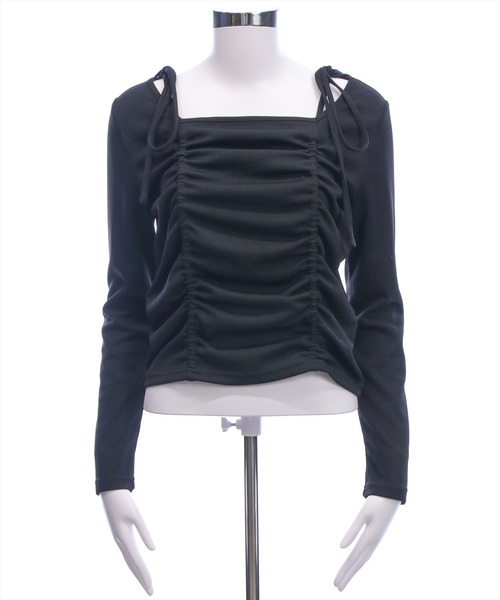 clear（クリア）の「ドロストリボン長袖カットソートップス［韓国ファッション カジュアル］≪AW新作≫（Tシャツ/カットソー・レディース・ブラウン/モカ/ブラック/アイボリー・F）」の21枚目の写真