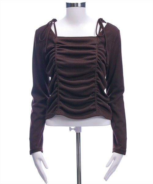 clear（クリア）の「ドロストリボン長袖カットソートップス［韓国ファッション カジュアル］≪AW新作≫（Tシャツ/カットソー・レディース・ブラウン/モカ/ブラック/アイボリー・F）」の22枚目の写真