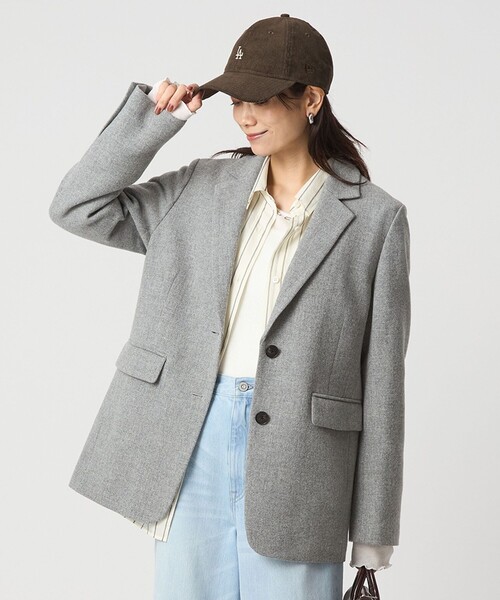 green label relaxing（グリーンレーベルリラクシング）の「［size SHORTあり］ウーリー テーラード ジャケット（テーラードジャケット・レディース・ナチュラル/グレー/ダークグレー・38/36/SHORT）」の8枚目の写真