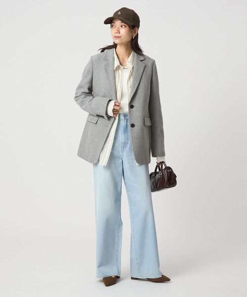 green label relaxing（グリーンレーベルリラクシング）の「［size SHORTあり］ウーリー テーラード ジャケット（テーラードジャケット・レディース・ナチュラル/グレー/ダークグレー・38/36/SHORT）」の12枚目の写真