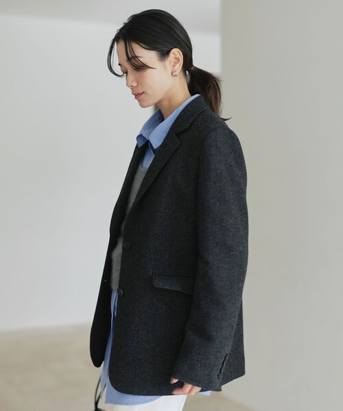 green label relaxing（グリーンレーベルリラクシング）の「［size SHORTあり］ウーリー テーラード ジャケット（テーラードジャケット・レディース・ナチュラル/グレー/ダークグレー・38/36/SHORT）」の15枚目の写真