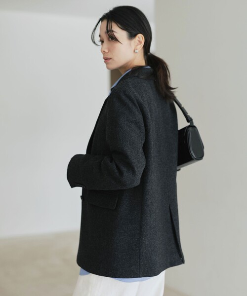 green label relaxing（グリーンレーベルリラクシング）の「［size SHORTあり］ウーリー テーラード ジャケット（テーラードジャケット・レディース・ナチュラル/グレー/ダークグレー・38/36/SHORT）」の16枚目の写真