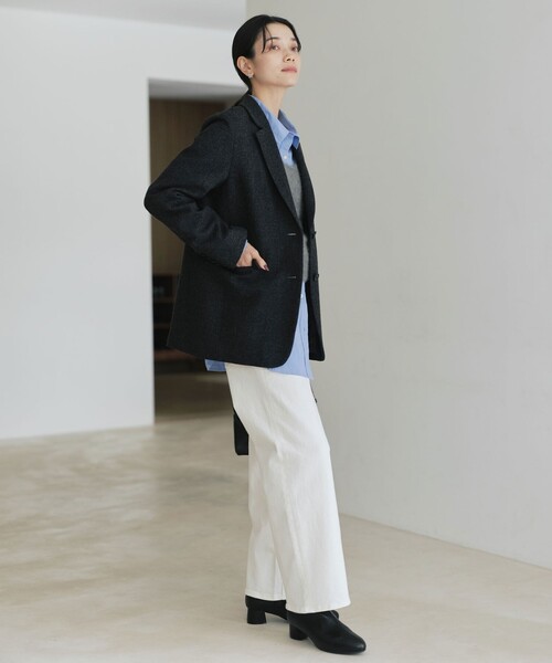 green label relaxing（グリーンレーベルリラクシング）の「［size SHORTあり］ウーリー テーラード ジャケット（テーラードジャケット・レディース・ナチュラル/グレー/ダークグレー・38/36/SHORT）」の18枚目の写真