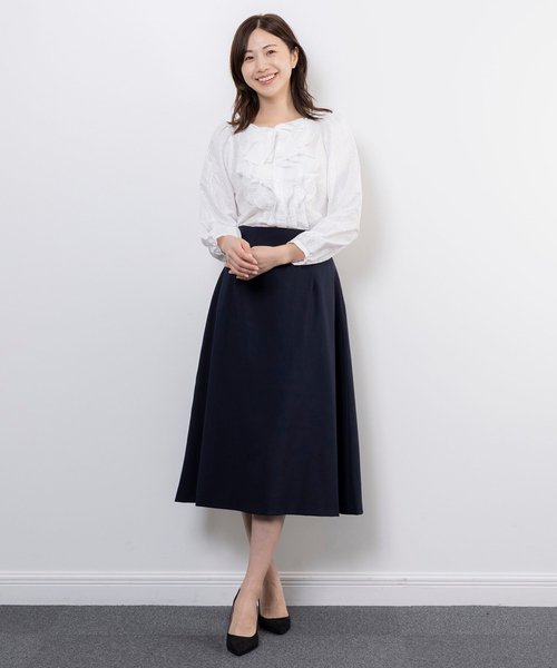 NARACAMICIE(ナラカミーチェ)の「【NARACAMICIE】ドットジャガードフリルリボン長袖ブラウス(シャツ/ブラウス・レディース・ホワイト/ネイビー・L/M)」の13枚目の写真