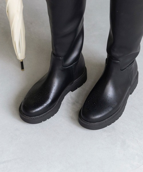 welleg(ウェレッグ)の「【 晴雨兼用 】ラウンドトゥ ロングブーツ(ブーツ・レディース・ブラック・S/M/L/LL)」の11枚目の写真