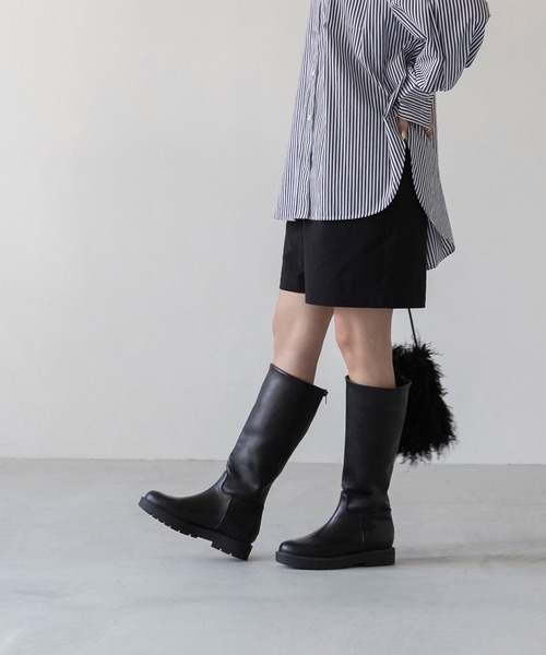 welleg(ウェレッグ)の「【 晴雨兼用 】ラウンドトゥ ロングブーツ(ブーツ・レディース・ブラック・S/M/L/LL)」の5枚目の写真
