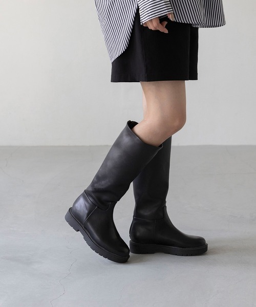 welleg(ウェレッグ)の「【 晴雨兼用 】ラウンドトゥ ロングブーツ(ブーツ・レディース・ブラック・S/M/L/LL)」の6枚目の写真