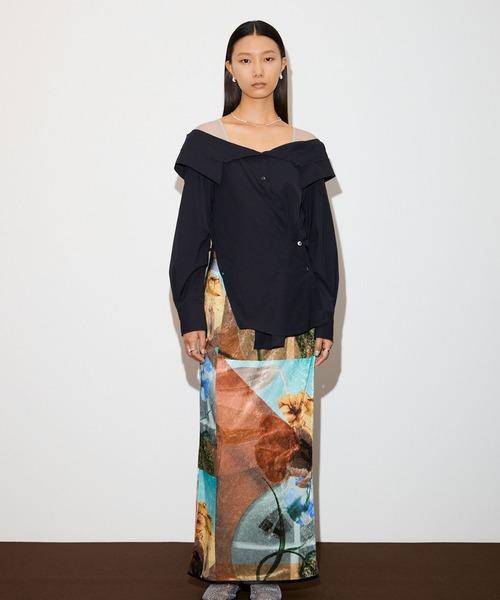 THINGS THAT MATTER（シングス ザット マター）の「PRE-SENT PRINT VELOUR NARROW SKIRT / プレセントプリントベロアナロースカート（スカート・レディース・マルチ/ブラック・1/2）」の9枚目の写真