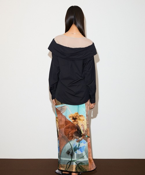 THINGS THAT MATTER（シングス ザット マター）の「PRE-SENT PRINT VELOUR NARROW SKIRT / プレセントプリントベロアナロースカート（スカート・レディース・マルチ/ブラック・1/2）」の7枚目の写真