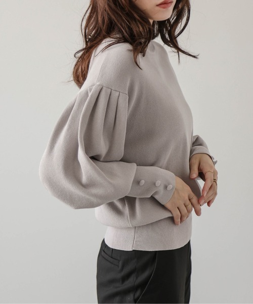 セール】バルーンスリーブモックネックニット（ニット/セーター