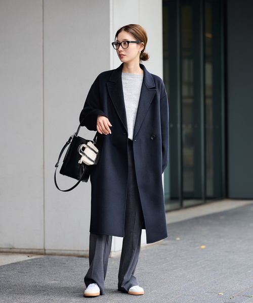 FRAMeWORK（フレームワーク）の「≪追加≫SUPER160'sダブルブレストコート 2（チェスターコート・レディース・ネイビー/ライトグレー/ブラウン・36/38）」の7枚目の写真