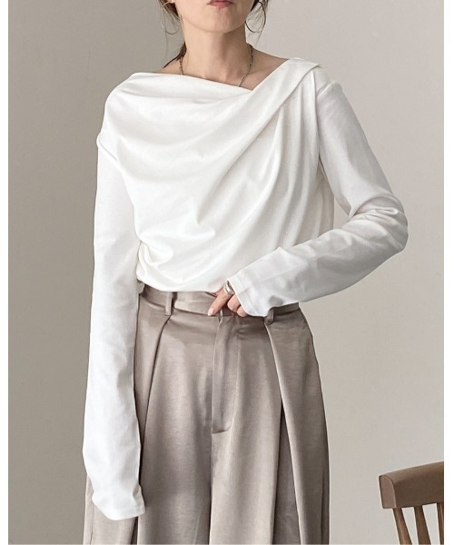 00's vintage goa ベージュ オフショルダー 長袖カットソー Amazon.co.jp: 大人っぽいオフショルダー！片肩出し半袖 長袖 T