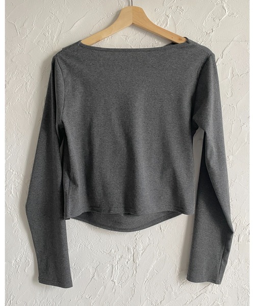 セール】長袖オフショルダーアシンメトリードレープトップス（Tシャツ
