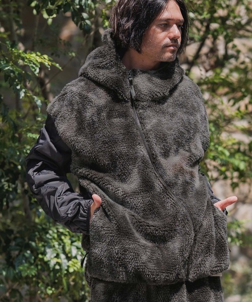 CAMBIO(カンビオ)の「mj11133-Monotone Marble Fake Fur Curved Zipper Blouson フーディージャケット(A56025cmb)(その他アウター・メンズ・ブラウン/ブラック・S/M/L)」の9枚目の写真