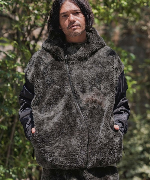 CAMBIO(カンビオ)の「mj11133-Monotone Marble Fake Fur Curved Zipper Blouson フーディージャケット(A56025cmb)(その他アウター・メンズ・ブラウン/ブラック・S/M/L)」の10枚目の写真