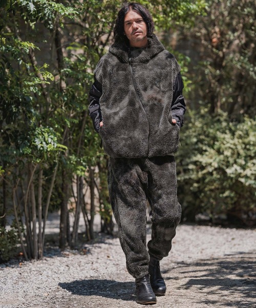 CAMBIO(カンビオ)の「mj11133-Monotone Marble Fake Fur Curved Zipper Blouson フーディージャケット(A56025cmb)(その他アウター・メンズ・ブラウン/ブラック・S/M/L)」の12枚目の写真