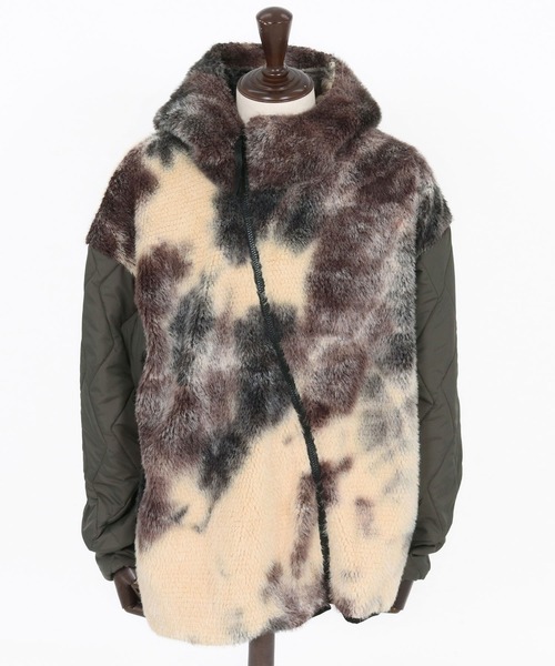 CAMBIO(カンビオ)の「mj11133-Monotone Marble Fake Fur Curved Zipper Blouson フーディージャケット(A56025cmb)(その他アウター・メンズ・ブラウン/ブラック・S/M/L)」の14枚目の写真