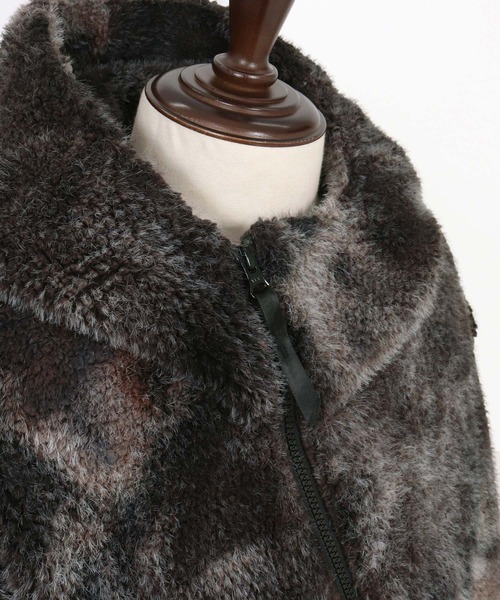 CAMBIO(カンビオ)の「mj11133-Monotone Marble Fake Fur Curved Zipper Blouson フーディージャケット(A56025cmb)(その他アウター・メンズ・ブラウン/ブラック・S/M/L)」の20枚目の写真