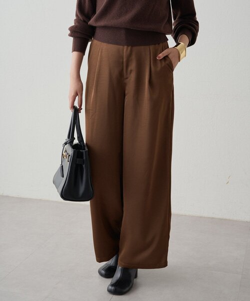 LOUNGEDRESS（ラウンジドレス）の「ワイドベルトサテンパンツ 2nd（その他パンツ・レディース・アイボリー/ブラウン・SMALL/MEDIUM）」の13枚目の写真