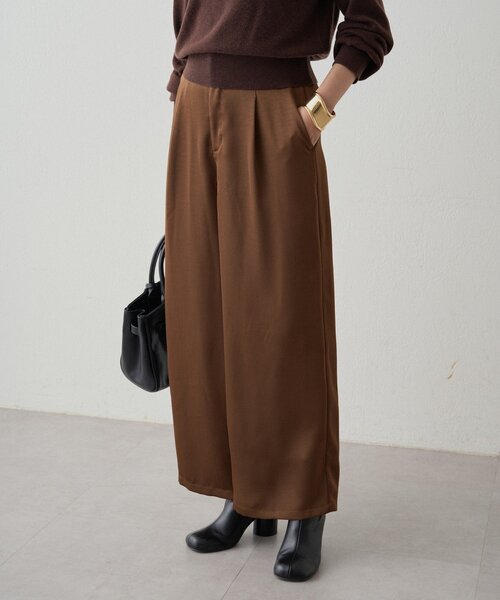 LOUNGEDRESS（ラウンジドレス）の「ワイドベルトサテンパンツ 2nd（その他パンツ・レディース・アイボリー/ブラウン・SMALL/MEDIUM）」の12枚目の写真