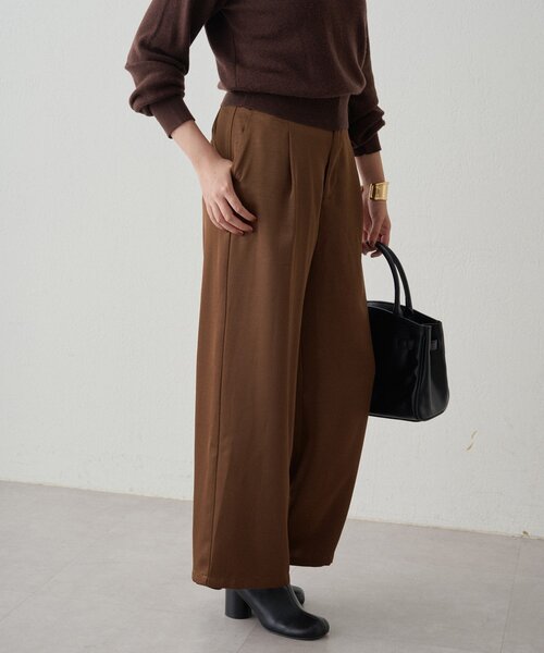 LOUNGEDRESS（ラウンジドレス）の「ワイドベルトサテンパンツ 2nd（その他パンツ・レディース・アイボリー/ブラウン・SMALL/MEDIUM）」の9枚目の写真