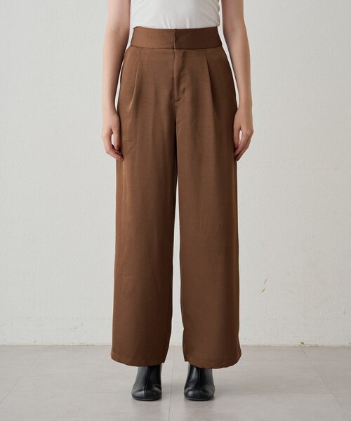 LOUNGEDRESS（ラウンジドレス）の「ワイドベルトサテンパンツ 2nd（その他パンツ・レディース・アイボリー/ブラウン・SMALL/MEDIUM）」の8枚目の写真