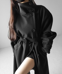 me+em select(ミームセレクト)の【 ウエストマークベルトSET 】2WAY スタンドカラーレディメルトントレンチロングコート / 2WAY stand collar lady melton trench long coat(トレンチコート)
