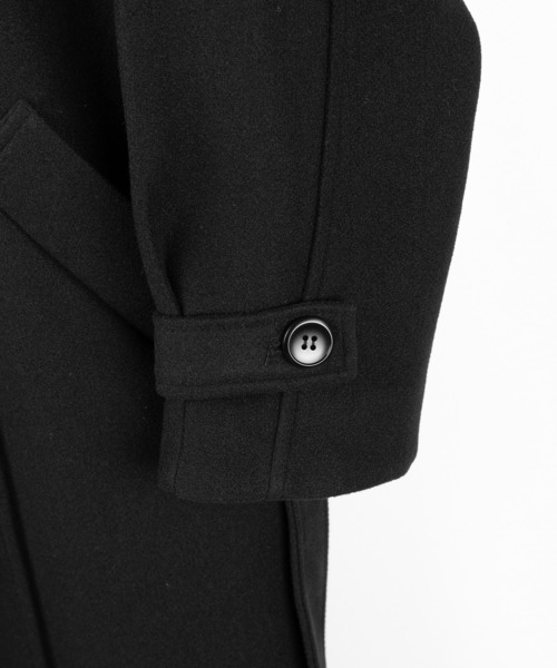 me+em select（ミームセレクト）の「【 ウエストマークベルトSET 】２WAY スタンドカラーレディメルトントレンチロングコート ／ 2WAY stand collar lady melton trench long coat（トレンチコート・レディース・ブラック/チャコール・FREE）」の5枚目の写真