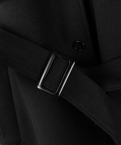 me+em select（ミームセレクト）の「【 ウエストマークベルトSET 】２WAY スタンドカラーレディメルトントレンチロングコート ／ 2WAY stand collar lady melton trench long coat（トレンチコート・レディース・ブラック/チャコール・FREE）」の6枚目の写真