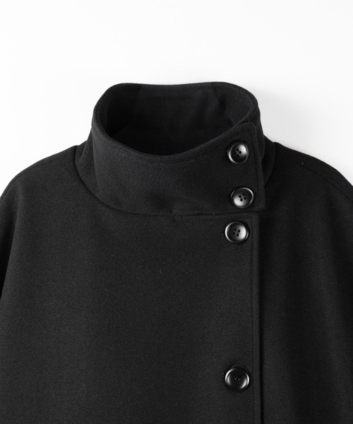 me+em select（ミームセレクト）の「【 ウエストマークベルトSET 】２WAY スタンドカラーレディメルトントレンチロングコート ／ 2WAY stand collar lady melton trench long coat（トレンチコート・レディース・ブラック/チャコール・FREE）」の8枚目の写真