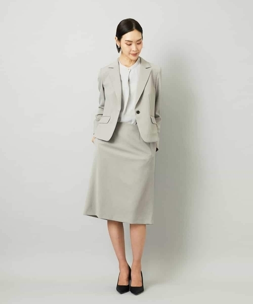 MICHEL KLEIN（ミッシェル・クラン）の「[セットアップ対応]セミフレアスカート（スカート・レディース・グレー/ブラック・38）」の9枚目の写真