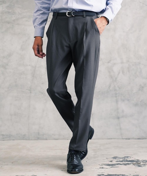 TPU フレックス ストレッチ タックテーパードパンツ スラックス