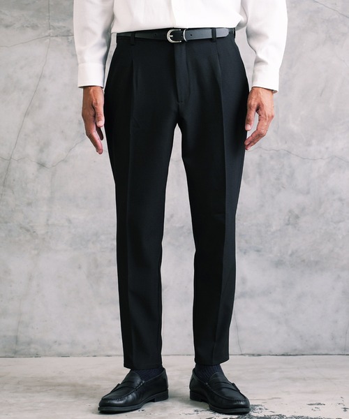 TPU フレックス ストレッチ タックテーパードパンツ スラックス