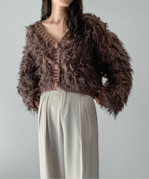 on:nue（オンニュ）の「【on:nue】[お気に入り登録数4,000突破！][着用動画あり！] ループフリンジニットカーディガン（カーディガン/ボレロ・レディース・ベージュ/ブラウン/カーキ/アイボリー・FREE）」の5枚目の写真