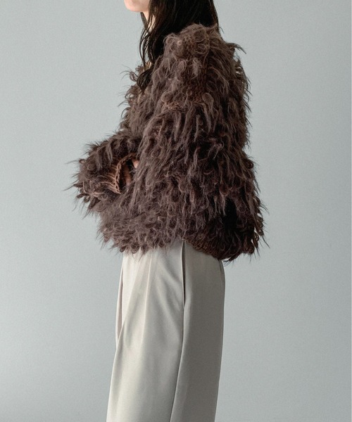 on:nue（オンニュ）の「【on:nue】[お気に入り登録数4,000突破！][着用動画あり！] ループフリンジニットカーディガン（カーディガン/ボレロ・レディース・ベージュ/ブラウン/カーキ/アイボリー・FREE）」の7枚目の写真