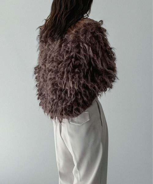 on:nue（オンニュ）の「【on:nue】[お気に入り登録数4,000突破！][着用動画あり！] ループフリンジニットカーディガン（カーディガン/ボレロ・レディース・ベージュ/ブラウン/カーキ/アイボリー・FREE）」の8枚目の写真