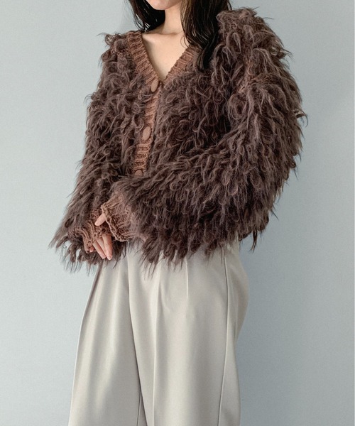 on:nue（オンニュ）の「【on:nue】[お気に入り登録数4,000突破！][着用動画あり！] ループフリンジニットカーディガン（カーディガン/ボレロ・レディース・ベージュ/ブラウン/カーキ/アイボリー・FREE）」の10枚目の写真