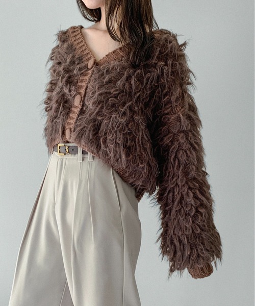 on:nue（オンニュ）の「【on:nue】[お気に入り登録数4,000突破！][着用動画あり！] ループフリンジニットカーディガン（カーディガン/ボレロ・レディース・ベージュ/ブラウン/カーキ/アイボリー・FREE）」の11枚目の写真