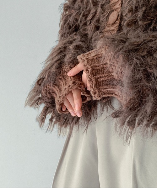 on:nue（オンニュ）の「【on:nue】[お気に入り登録数4,000突破！][着用動画あり！] ループフリンジニットカーディガン（カーディガン/ボレロ・レディース・ベージュ/ブラウン/カーキ/アイボリー・FREE）」の15枚目の写真