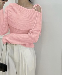 ピンク オフショルダー ニット セーター新品 予約商品】ニット/セーター（ピンク/桃色系・オフショルダー