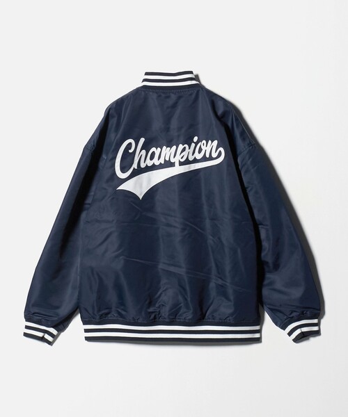 Champion（チャンピオン）の「＜Champion＞サテン ベースボール ジャケット（その他アウター・レディース・ネイビー・M）」の2枚目の写真