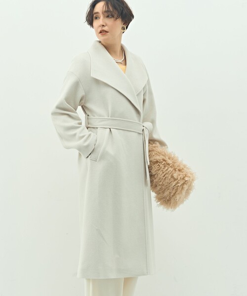 一部WEB限定色】アンゴラビーバーベルテッドロングコート（その他