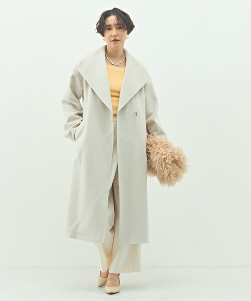 NOLLEY’S Sophi(ノーリーズソフィ)の「【一部WEB限定色】アンゴラビーバーベルテッドロングコート(その他アウター・レディース・ネイビー/ベージュ/キャメル/チャコールグレー・36/38)」の5枚目の写真