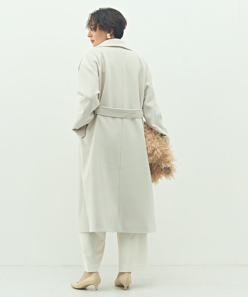 NOLLEY’S Sophi(ノーリーズソフィ)の「【一部WEB限定色】アンゴラビーバーベルテッドロングコート(その他アウター・レディース・ネイビー/ベージュ/キャメル/チャコールグレー・36/38)」の7枚目の写真