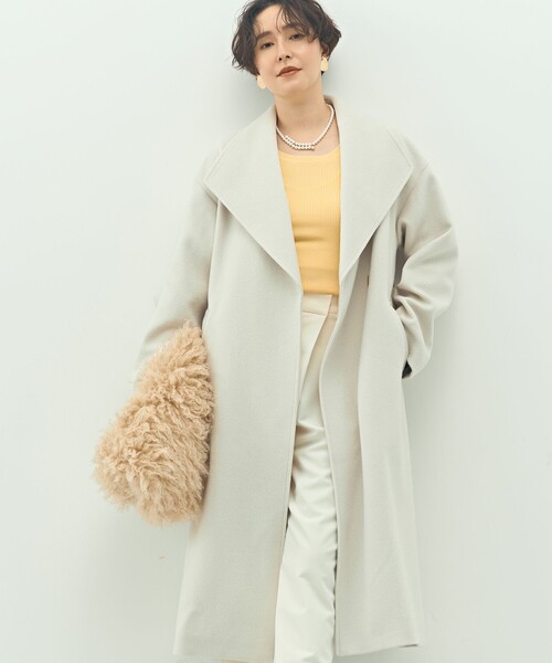 セール】【一部WEB限定色】アンゴラビーバーベルテッドロングコート