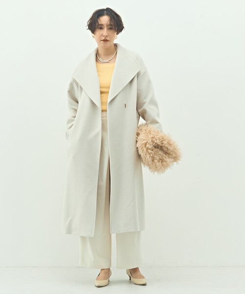 NOLLEY’S Sophi(ノーリーズソフィ)の「【一部WEB限定色】アンゴラビーバーベルテッドロングコート(その他アウター・レディース・ネイビー/ベージュ/キャメル/チャコールグレー・36/38)」の11枚目の写真